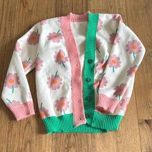 Floral Kids Cardigan - Pink and Green